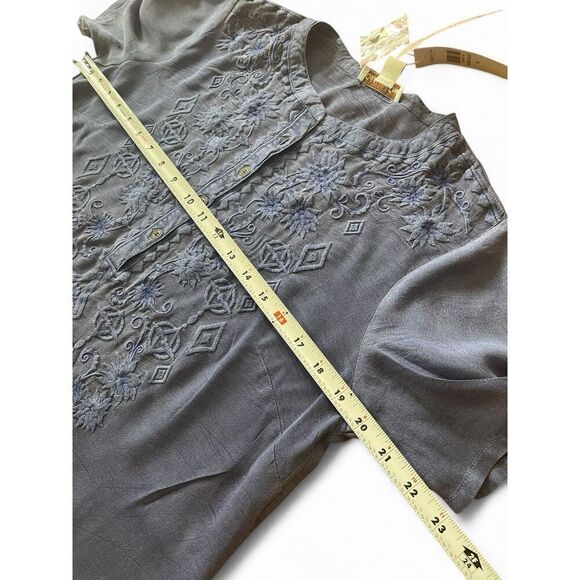 NWT Coldwater Creek Women’s Blue Embroidered Tunic Top XS  $128 Cupro Blend - Picture 3 of 10